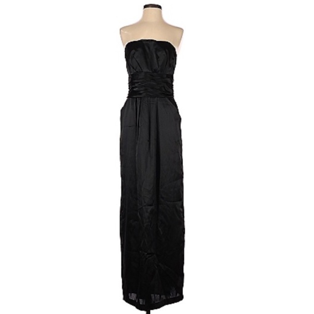 David's Bridal Strapless Slim Charmeuse Gown with Ruched Waist